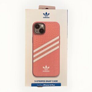 NEW Adidas 3-Stripes Snap Case Pink Crocodile skin AOP Apple iPhone 14 Plus